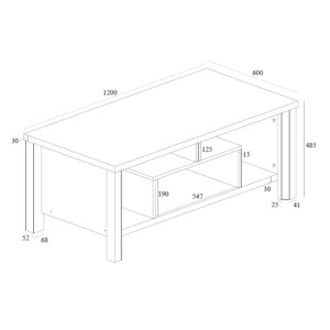 Τραπέζι σαλονιού Tracy pakoworld λευκό-γκρι 120x60x48.5εκ-049-000095