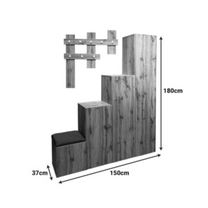 Έπιπλο εισόδου Nenich pakoworld σε sonoma απόχρωση 150x37x180εκ-049-000105