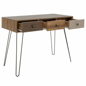 Κονσόλα Boho pakoworld καρυδί με μεταλλικά πόδια 100x50