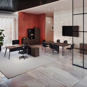 Βιβλιοθήκη γραφείου επαγγελματική Denith pakoworld ανθρακί-καρυδί 80x40x200εκ-069-000070