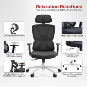 Καρέκλα γραφείου διευθυντή Aish pakoworld mesh ύφασμα μαύρο 64x66x130εκ-069-000075