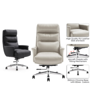 Καρέκλα γραφείου διευθυντή Nagal pakoworld PU σε μπεζ απόχρωση 71x73x117-123εκ-069-000081