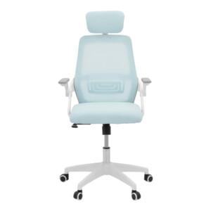 Καρέκλα γραφείου Peja pakoworld mesh ύφασμα σιελ-σκελετός λευκό 58x60x107-117εκ-069-000091