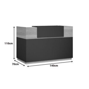 Γραφείο reception Lotus pakoworld σε χρώμα φυσικό - ανθρακί 140x70x110εκ-069-000097