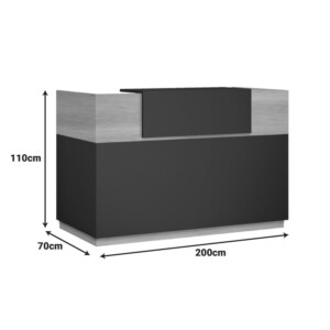 Γραφείο reception Lotus pakoworld σε χρώμα φυσικό - ανθρακί 200x70x110εκ-069-000098