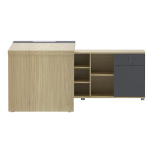 Γραφείο επαγγελματικό Lotus pakoworld με δεξιά γωνία σε φυσική-ανθρακί απόχρωση 180x180x75εκ-069-000112