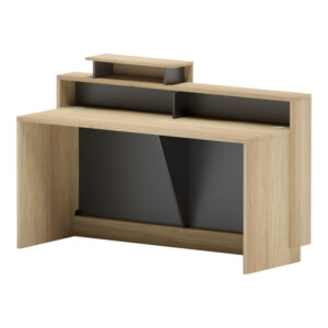 Γραφείο reception Lotus pakoworld σε φυσική-ανθρακί απόχρωση 160x60x105εκ-069-000114