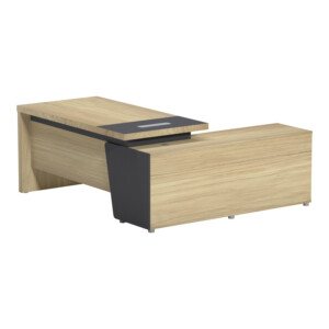 Γραφείο επαγγελματικό Lotus pakoworld αριστερή σε φυσική-ανθρακί απόχρωση 180x180x75εκ-069-000118