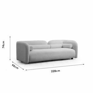 Καναπές 3θέσιος Tranquil I pakoworld ύφασμα μπουκλέ κρεμ 228x90x74εκ-071-001404