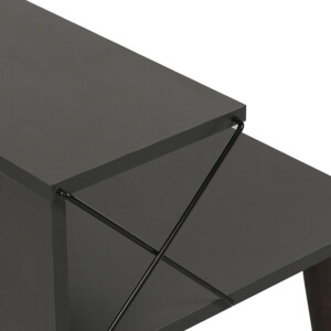 Βοηθητικό τραπέζι-κομοδίνο Gather pakoworld ανθρακί-καρυδί 50x40x55εκ-071-001531