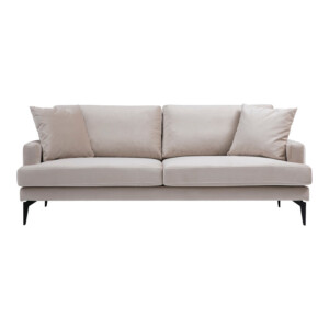 Καναπές 2θέσιος Fortune pakoworld βελούδο μπεζ-μαύρο 175x90x88εκ-071-001565