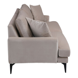 Καναπές 2θέσιος Fortune pakoworld βελούδο μπεζ-μαύρο 175x90x88εκ-071-001565