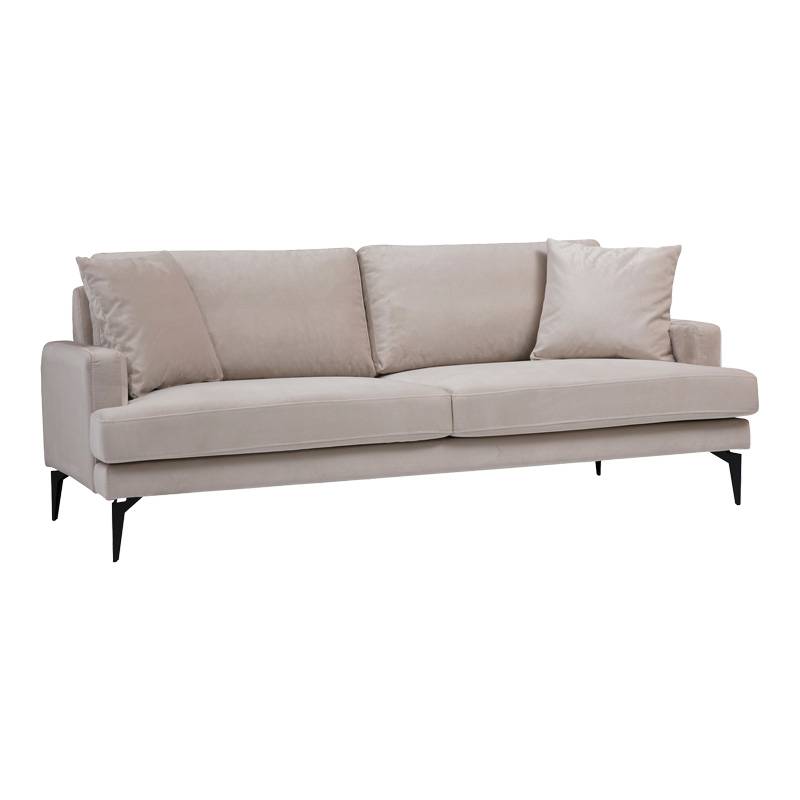 Καναπές 2θέσιος Fortune pakoworld βελούδο μπεζ-μαύρο 175x90x88εκ-071-001565