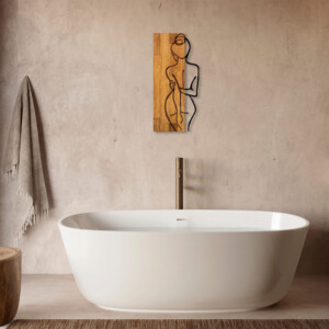 Διακοσμητικό τοίχου Kelesipo pakoworld ξύλο πεύκου σε φυσική απόχρωση με μαύρο μέταλλο 27x3x58εκ-071-001570