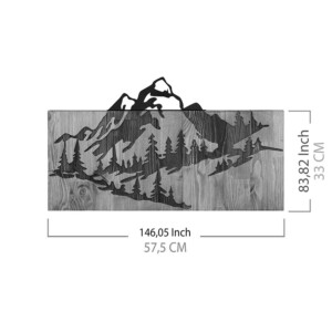 Διακοσμητικό τοίχου Mounten pakoworld ξύλο πεύκου σε φυσική απόχρωση με μαύρο μέταλλο 57.5x3x33εκ-071-001578