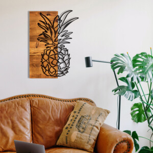 Διακοσμητικό τοίχου Pinable pakoworld ξύλο πεύκου σε φυσική απόχρωση με μαύρο μέταλλο 42x3x58εκ-071-001580