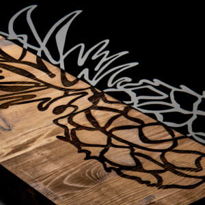 Διακοσμητικό τοίχου Pinable pakoworld ξύλο πεύκου σε φυσική απόχρωση με μαύρο μέταλλο 42x3x58εκ-071-001580