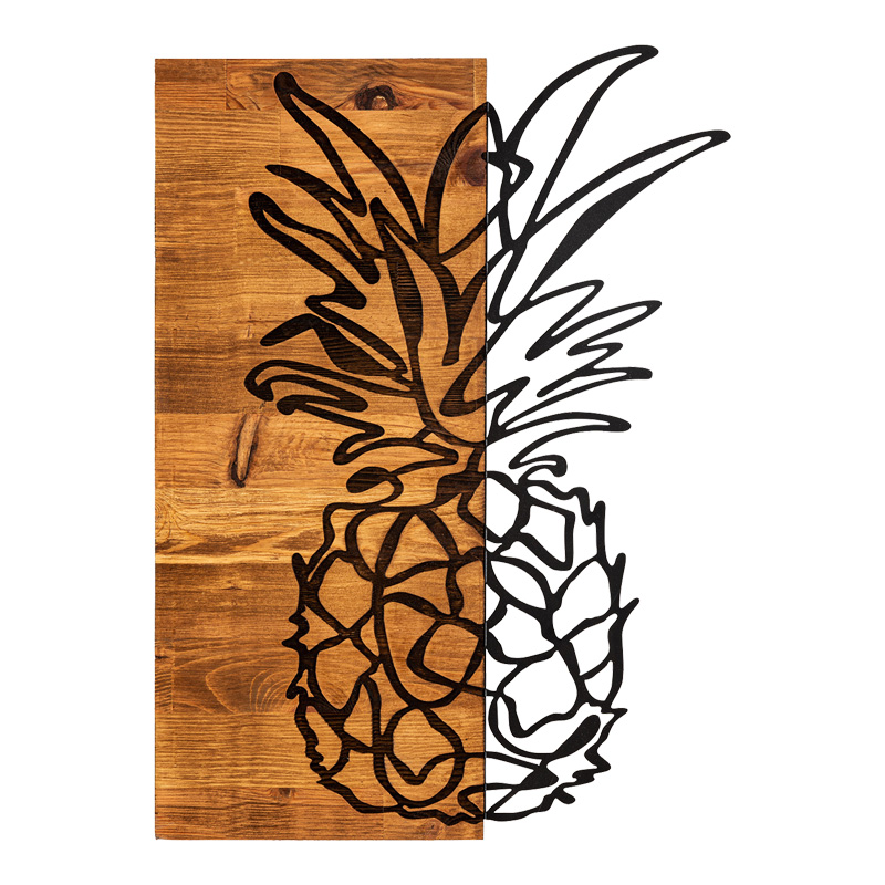 Διακοσμητικό τοίχου Pinable pakoworld ξύλο πεύκου σε φυσική απόχρωση με μαύρο μέταλλο 42x3x58εκ-071-001580