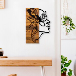 Διακοσμητικό τοίχου Redian pakoworld ξύλο πεύκου σε φυσική απόχρωση με μαύρο μέταλλο 34x3x50εκ-071-001581