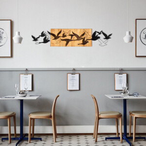 Διακοσμητικό τοίχου Excore pakoworld ξύλο πεύκου σε φυσική απόχρωση με μαύρο μέταλλο 111x3x25εκ-071-001585