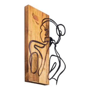 Διακοσμητικό τοίχου Womanel pakoworld ξύλο πεύκου σε φυσική απόχρωση με μαύρο μέταλλο 35x3x50εκ-071-001587