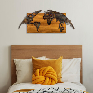 Διακοσμητικό τοίχου Mable pakoworld ξύλο πεύκου σε φυσική απόχρωση με μαύρο μέταλλο 83x3x38εκ-071-001599