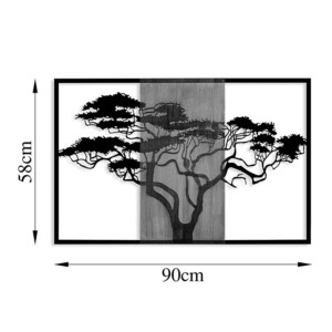 Διακοσμητικό τοίχου Leroun pakoworld ξύλο πεύκου σε φυσική απόχρωση με μαύρο μέταλλο 90x3x58εκ-071-001609