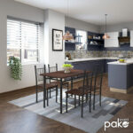 Τραπεζαρία Roza pakoworld σετ 5τμχ χρώμα σκούρο καρυδί - πόδια μαύρο ματ 120x70x75εκ-072-000002