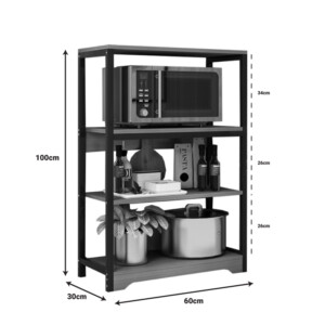 Ραφιέρα επιδαπέδια Daan pakoworld μέταλλο καρυδί-μαύρο 60x30x100εκ-072-000044