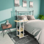 Βοηθητικό τραπέζι Babs pakoworld τροχήλατο λευκό-φυσικό 60x40x71-92εκ-072-000049