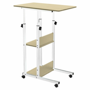 Βοηθητικό τραπέζι Babs pakoworld τροχήλατο λευκό-φυσικό 60x40x71-92εκ-072-000049