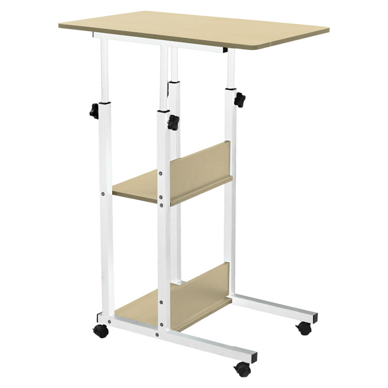 Βοηθητικό τραπέζι Babs pakoworld τροχήλατο λευκό-φυσικό 60x40x71-92εκ-072-000049