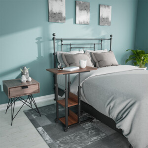 Βοηθητικό τραπέζι Babs pakoworld τροχήλατο καρυδί-μαύρο 60x40x71-92εκ-072-000050