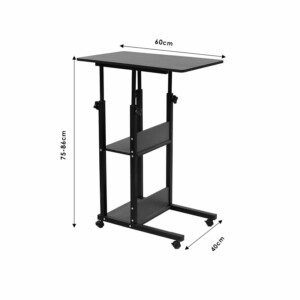 Βοηθητικό τραπέζι Babs pakoworld τροχήλατο καρυδί-μαύρο 60x40x71-92εκ-072-000050