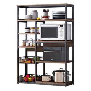 Ραφιέρα επιδαπέδια Leena pakoworld μέταλλο σκούρο καρυδί-μαύρο 80x30x142εκ-072-000055