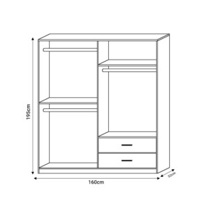 Ντουλάπα ρούχων Edritte pakoworld τετράφυλλη με συρτάρια ανοιχτό καρυδί 160x52x195εκ-072-000098