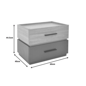 Κομοδίνο Sonlen pakoworld mdf σε sonoma-ανθρακί απόχρωση 60x40x44.5εκ-072-000104