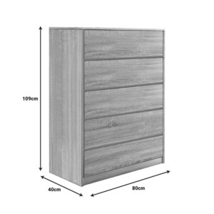 Συρταριέρα Kuanger pakoworld mdf σε φυσική απόχρωση 80x40x109εκ-072-000109