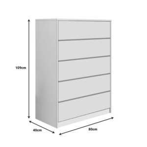 Συρταριέρα Kuanger pakoworld mdf σε λευκή απόχρωση 80x40x109εκ-072-000110