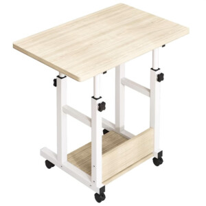 Γραφείο τροχήλατο Stolu pakoworld MDF-metal σε φυσικό-λευκό απόχρωση 60x40x68εκ-072-000124