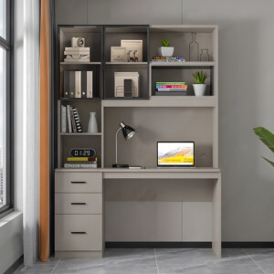 Γραφείο υπολογιστή με βιβλιοθήκη Citoro pakoworld mdf σε μπεζ απόχρωση 120x50x180εκ-072-000137