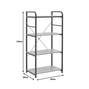 Ραφιέρα επιδαπέδια Depo pakoworld μέταλλο μαύρο-mdf σε oak απόχρωση 60x40x120εκ-072-000148