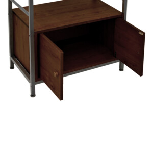 Ραφιέρα επιδαπέδια με ντουλάπι Kuili pakoworld μέταλλο μαύρο-mdf σε καρυδί απόχρωση 60x36x121εκ-072-000149