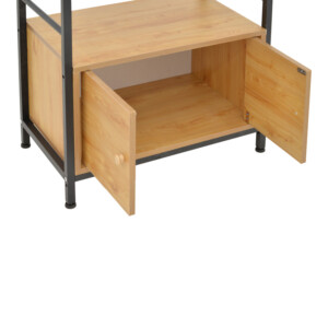 Ραφιέρα επιδαπέδια με ντουλάπι Kuili pakoworld μέταλλο μαύρο-mdf σε oak απόχρωση 60x36x121εκ-072-000150