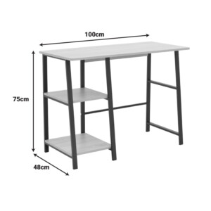 Γραφείο εργασίας Ferje pakoworld με ράφια mdf σε φυσική με μαύρη απόχρωση 100x48x75εκ-072-000157