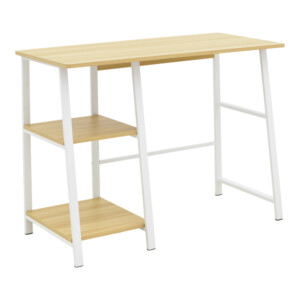 Γραφείο εργασίας Ferje pakoworld με ράφια mdf σε φυσική-λευκή απόχρωση 100x48x75εκ-072-000158