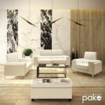 Καναπές Shea pakoworld 2θέσιος PU ivory-inox 158x80x87εκ-074-000011