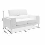 Καναπές Shea pakoworld 2θέσιος PU ivory-inox 158x80x87εκ-074-000011