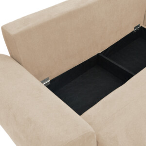 Kαναπές κρεβάτι τριθέσιος αναστρέψιμος Settee pakoworld ύφασμα με αποθηκευτικό χώρο σε μπεζ απόχρωση 286x204x93εκ-074-000042