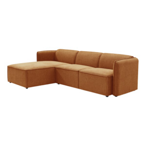 Kαναπές αναστρέψιμος γωνιακός Soofa pakoworld ύφασμα σε πορτοκαλί απόχρωση 270x163x74εκ-074-000052